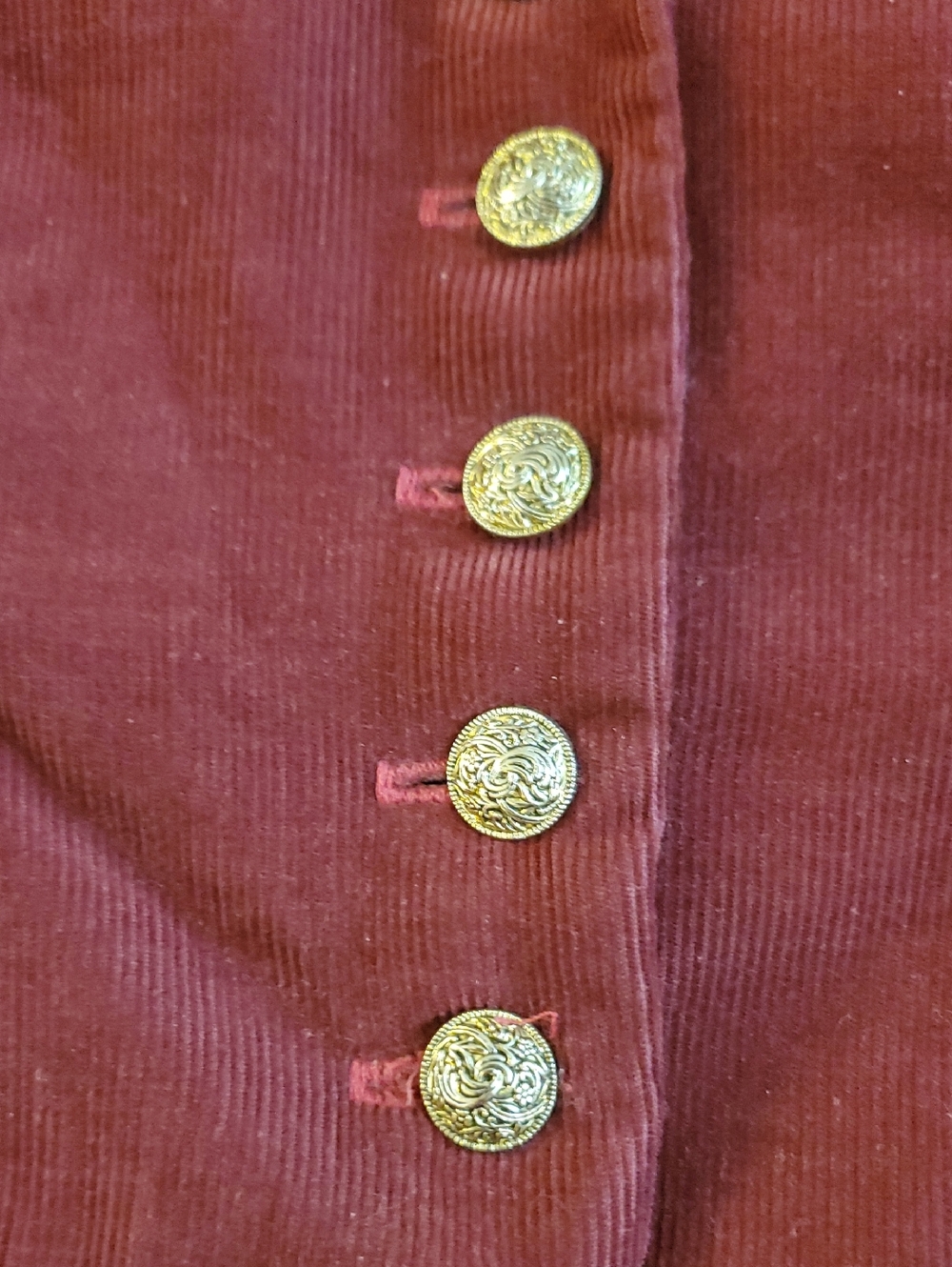 Vintage Lanz Dresses Corduroy Cotton Burgundy Sleeveless Dress. Made In USA. 4. - Picture 7 of 15